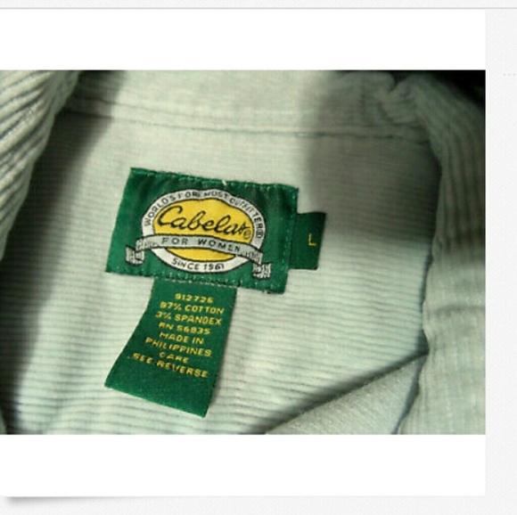 CABELA'S Corduroy Snap Shirt L Blue collared top - Picture 6 of 6
